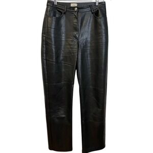 Wilfred Aritzia The Melania High Rise Semi Crop Black Faux Leather Pants Size 6